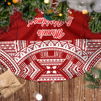 Toa Samoa Christmas Tree Skirt Samoa Siva Tau Manuia Le Kerisimasi Red Vibe LT9 - Polynesian Pride