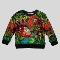Personalised Vanuatu Joyeux Noel Kid Ugly Christmas Sweater Christmas Santas God Yumi LT9 Kid Reggae - Polynesian Pride