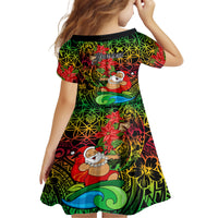 Personalised Vanuatu Joyeux Noel Kid Short Sleeve Dress Christmas Santas God Yumi LT9 - Polynesian Pride