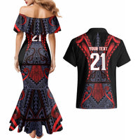 Custom New Zealand Couples Matching Mermaid Dress and Hawaiian Shirt Maori Kiwiana Pattern Tukutuku Motif LT9 - Polynesian Pride