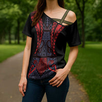Custom New Zealand Cross Shoulder Shirt Maori Kiwiana Pattern Tukutuku Motif LT9 - Polynesian Pride