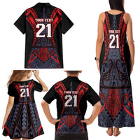 Custom New Zealand Family Matching Tank Maxi Dress and Hawaiian Shirt Maori Kiwiana Pattern Tukutuku Motif LT9 - Polynesian Pride
