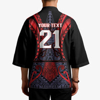 Custom New Zealand Kimono Maori Kiwiana Pattern Tukutuku Motif