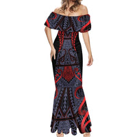 Custom New Zealand Mermaid Dress Maori Kiwiana Pattern Tukutuku Motif LT9 - Polynesian Pride
