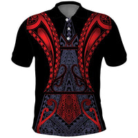 Custom New Zealand Polo Shirt Maori Kiwiana Pattern Tukutuku Motif LT9 Red - Polynesian Pride