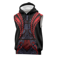 Custom New Zealand Sleeveless Hoodie Maori Kiwiana Pattern Tukutuku Motif LT9 Red - Polynesian Pride