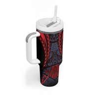 Custom New Zealand Tumbler With Handle Maori Kiwiana Pattern Tukutuku Motif