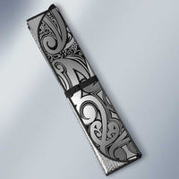 New Zealand Taiaha Maori Auto Sun Shade Kiwikiwi Minimalist Silver Fern Tukutuku Motif LT9 - Polynesian Pride