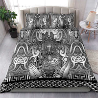 New Zealand Taiaha Maori Bedding Set Kiwikiwi Minimalist Silver Fern Tukutuku Motif LT9 - Polynesian Pride