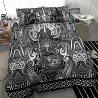 New Zealand Taiaha Maori Bedding Set Kiwikiwi Minimalist Silver Fern Tukutuku Motif LT9 - Polynesian Pride