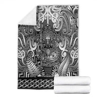 New Zealand Taiaha Maori Blanket Kiwikiwi Minimalist Silver Fern Tukutuku Motif LT9 - Polynesian Pride