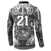 Custom New Zealand Taiaha Maori Button Sweatshirt Kiwikiwi Minimalist Silver Fern Tukutuku Motif LT9 - Polynesian Pride
