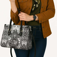 New Zealand Taiaha Maori Leather Bag Kiwikiwi Minimalist Silver Fern Tukutuku Motif LT9 - Polynesian Pride
