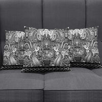 New Zealand Taiaha Maori Pillow Cover Kiwikiwi Minimalist Silver Fern Tukutuku Motif LT9 - Polynesian Pride