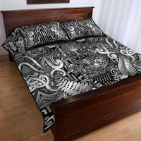 New Zealand Taiaha Maori Quilt Bed Set Kiwikiwi Minimalist Silver Fern Tukutuku Motif LT9 - Polynesian Pride
