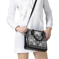 New Zealand Taiaha Maori Shoulder Handbag Kiwikiwi Minimalist Silver Fern Tukutuku Motif LT9 - Polynesian Pride