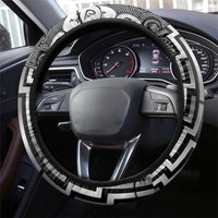 New Zealand Taiaha Maori Steering Wheel Cover Kiwikiwi Minimalist Silver Fern Tukutuku Motif LT9 - Polynesian Pride