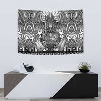 New Zealand Taiaha Maori Tapestry Kiwikiwi Minimalist Silver Fern Tukutuku Motif LT9 - Polynesian Pride