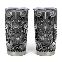Custom New Zealand Taiaha Maori Tumbler Cup Kiwikiwi Minimalist Silver Fern Tukutuku Motif LT9 White - Polynesian Pride