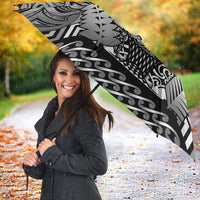 New Zealand Taiaha Maori Umbrella Kiwikiwi Minimalist Silver Fern Tukutuku Motif LT9 - Polynesian Pride