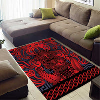 New Zealand Taiaha Maori Area Rug Whero Minimalist Silver Fern Tukutuku Motif LT9 - Polynesian Pride
