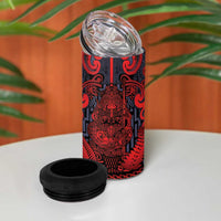 Custom New Zealand Taiaha Maori 4 in 1 Can Cooler Tumbler Whero Minimalist Silver Fern Tukutuku Motif LT9 - Polynesian Pride