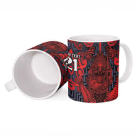 Custom New Zealand Taiaha Maori Ceramic Mug Whero Minimalist Silver Fern Tukutuku Motif LT9 - Polynesian Pride