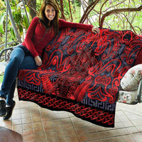 New Zealand Taiaha Maori Quilt Whero Minimalist Silver Fern Tukutuku Motif LT9 - Polynesian Pride