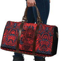 New Zealand Taiaha Maori Travel Bag Whero Minimalist Silver Fern Tukutuku Motif LT9 - Polynesian Pride