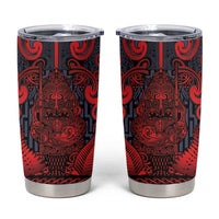 Custom New Zealand Taiaha Maori Tumbler Cup Whero Minimalist Silver Fern Tukutuku Motif LT9 Red - Polynesian Pride