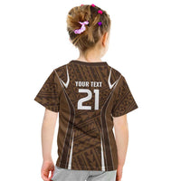 Custom Oceania Football Bula Fiji Kid T Shirt Polynesian Tribal Pattern