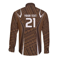Custom Oceania Football Bula Fiji Long Sleeve Button Shirt Polynesian Tribal Pattern