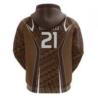 Custom Oceania Football Bula Fiji Zip Hoodie Polynesian Tribal Pattern