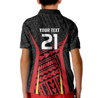 Custom Oceania Football Papua New Guinea Kid Polo Shirt Polynesian Tribal Pattern