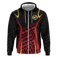 Custom Oceania Football Papua New Guinea Zip Hoodie Polynesian Tribal Pattern
