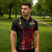 Custom Oceania Football Papua New Guinea Zipper Polo Shirt Polynesian Tribal Pattern LT9 - Polynesian Pride