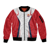 Custom Oceania Football Tahiti Sleeve Zip Bomber Jacket Polynesian Tribal Pattern