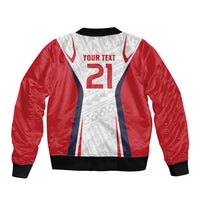 Custom Oceania Football Tahiti Sleeve Zip Bomber Jacket Polynesian Tribal Pattern