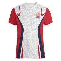 Custom Oceania Football Tahiti Women V-Neck T-Shirt Polynesian Tribal Pattern LT9 Female White - Polynesian Pride