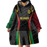 Custom Oceania Football Vanuatu Wearable Blanket Hoodie Polynesian Tribal Pattern