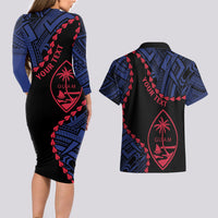 Personalized Guam 80th Anniversary Liberation Day Couples Matching Long Sleeve Bodycon Dress and Hawaiian Shirt Guahan Basic Seal LT9 - Polynesian Pride