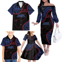 Personalized Guam 80th Anniversary Liberation Day Family Matching Off The Shoulder Long Sleeve Dress and Hawaiian Shirt Guahan Basic Seal LT9 - Polynesian Pride