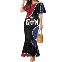 Personalized Guam 80th Anniversary Liberation Day Family Matching Mermaid Dress and Hawaiian Shirt Tano I Man Chamoru Since 1944 LT9 Mom's Dress Black - Polynesian Pride