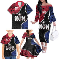 Personalized Guam 80th Anniversary Liberation Day Family Matching Off The Shoulder Long Sleeve Dress and Hawaiian Shirt Tano I Man Chamoru Since 1944 LT9 - Polynesian Pride