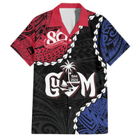 Personalized Guam 80th Anniversary Liberation Day Family Matching Off The Shoulder Long Sleeve Dress and Hawaiian Shirt Tano I Man Chamoru Since 1944 LT9 Dad's Shirt - Short Sleeve Black - Polynesian Pride