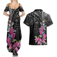 Guahan Puti Tai Nobiu Couples Matching Summer Maxi Dress and Hawaiian Shirt Guam Bougainvillea Flower Art LT9 - Polynesian Pride
