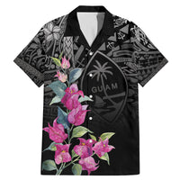 Guahan Puti Tai Nobiu Family Matching Mermaid Dress and Hawaiian Shirt Guam Bougainvillea Flower Art LT9 Dad's Shirt - Short Sleeve Black - Polynesian Pride