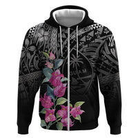 Guahan Puti Tai Nobiu Hoodie Guam Bougainvillea Flower Art LT9 Zip Hoodie Black - Polynesian Pride