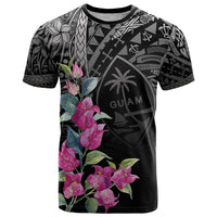 Guahan Puti Tai Nobiu T Shirt Guam Bougainvillea Flower Art LT9 Black - Polynesian Pride