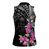 Guahan Puti Tai Nobiu Women Sleeveless Polo Shirt Guam Bougainvillea Flower Art LT9 - Polynesian Pride